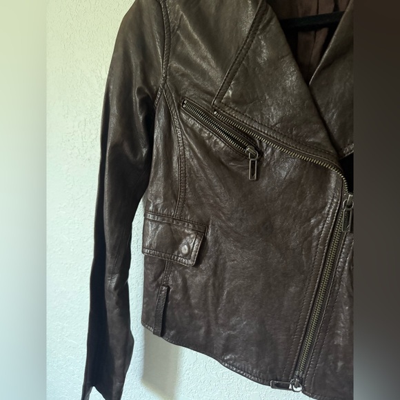 Vince Brown Leather Jacket - Picture 2 of 9